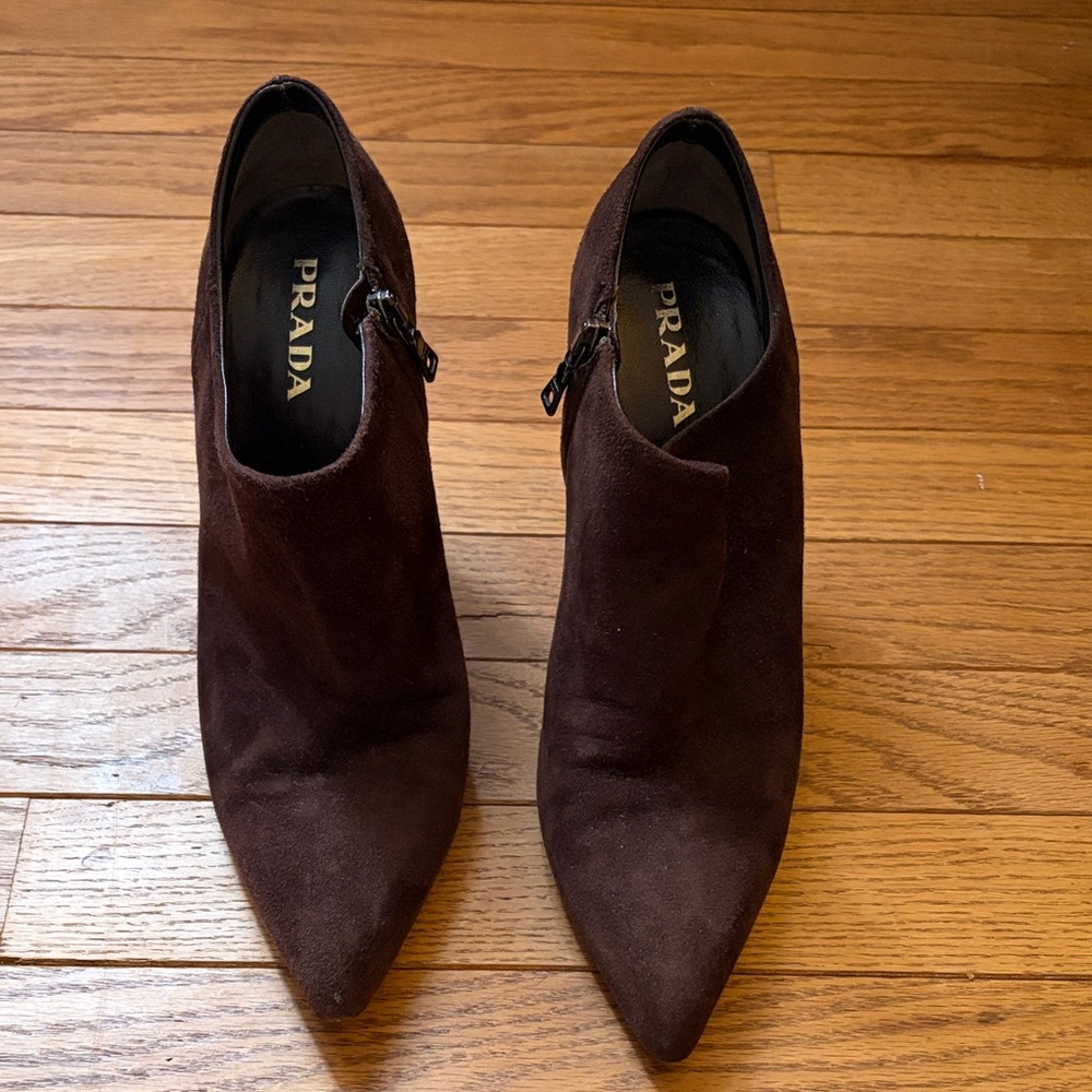 Prada Women's Dark Brown Ankle Booties